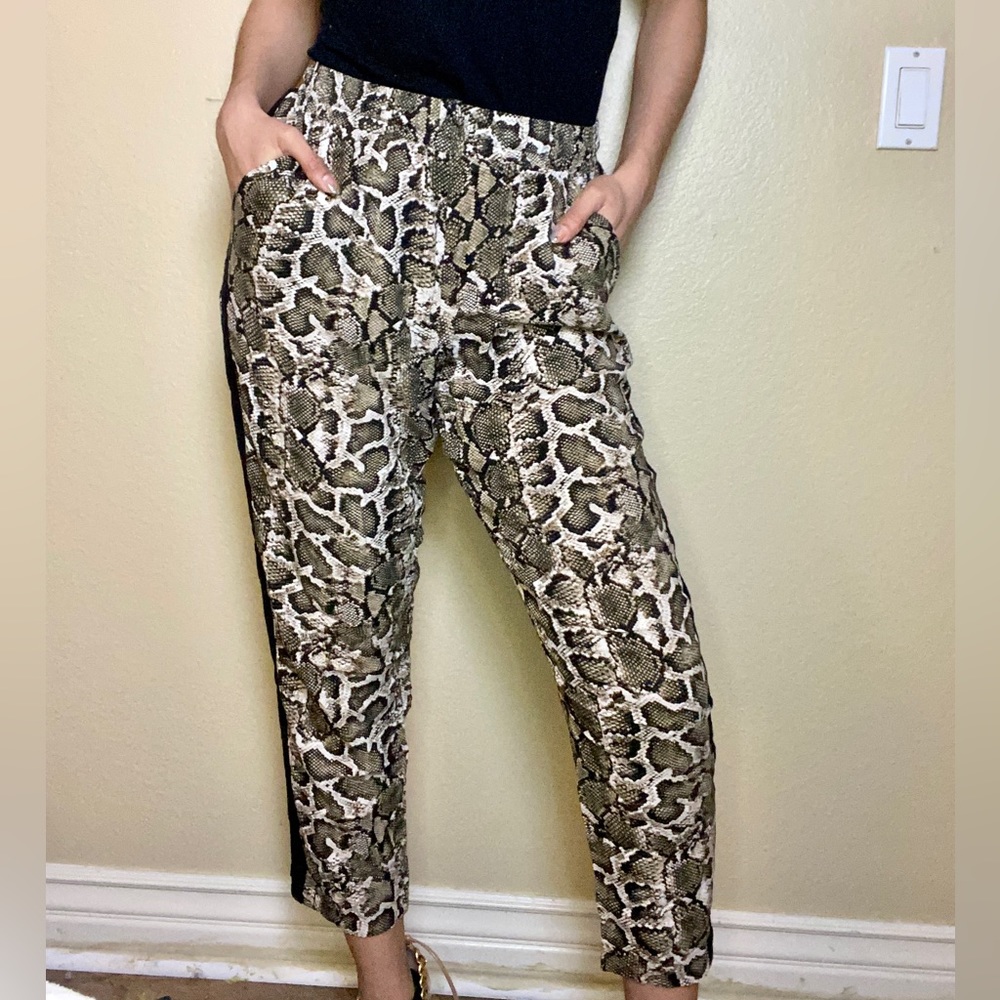 Snake Print Jogger Pants with Black stripe.